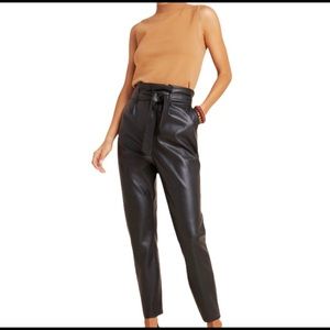 BB Dakota Faux Leather Paper Bag Pants black